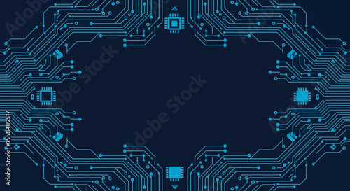 Abstract Circuit Board Design  Blue Technology Background