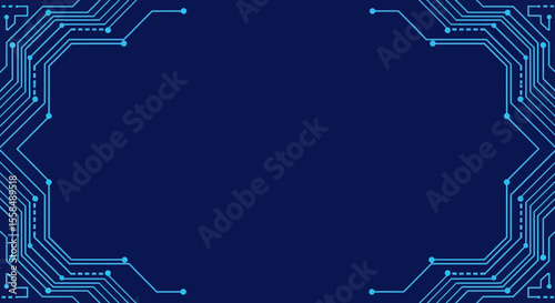 Abstract Technology Background Blue Circuit Board Frame Design