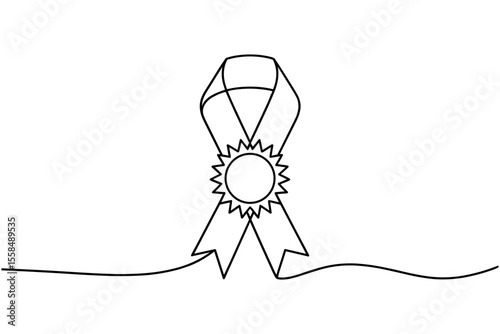 Award ribbon starburst badge winner champion achievement recognition vector illustration