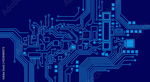 Abstract Circuit Board Design Blue Technology Background