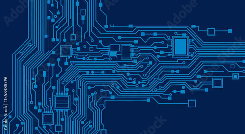 Abstract Circuit Board Technology Background Blue Digital Pattern