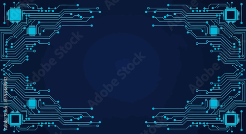Abstract Technology Background Blue Circuit Board Frame Design