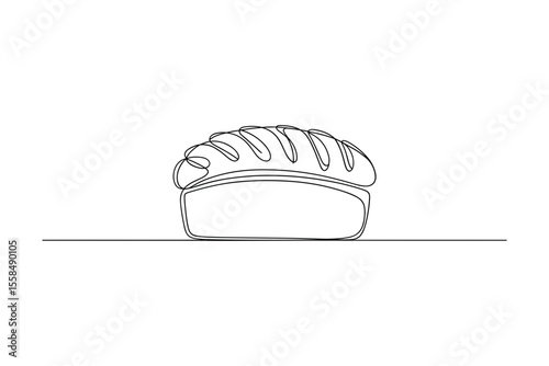 Minimalist loaf bread line art simple bakery food vector illustration