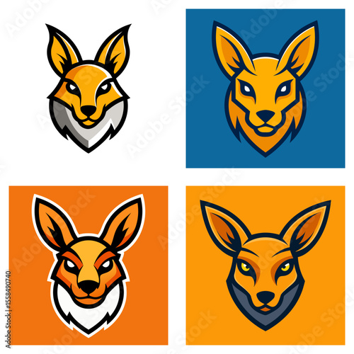 Four animal head logos in different styles and color schemes with distinct backgrounds shown here