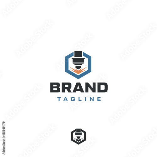 Welding industrial robotization factory metal processing vector logo