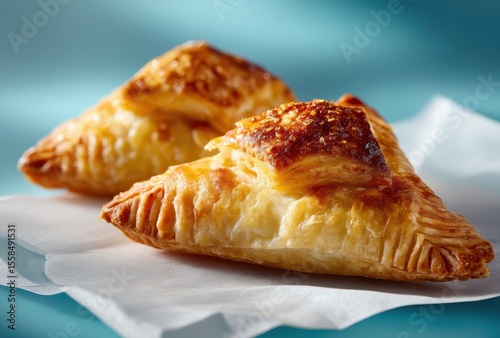 Delicious golden flaky pastries showcasing a crispy texture on a soft white background for culinary themed projects and food photography needs.