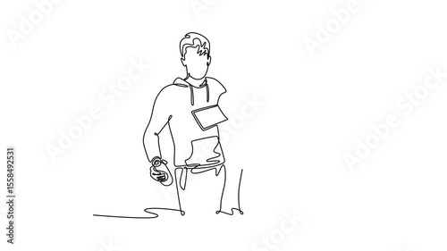 Wallpaper Mural  University Student Life concept. Single line draw design. Full length animation illustration. High quality 4k footage Torontodigital.ca