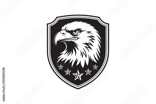 Eagle Emblem: A powerful eagle, stern and watchful, is meticulously rendered in a detailed emblem, evoking a sense of strength and authority. It's a versatile design.