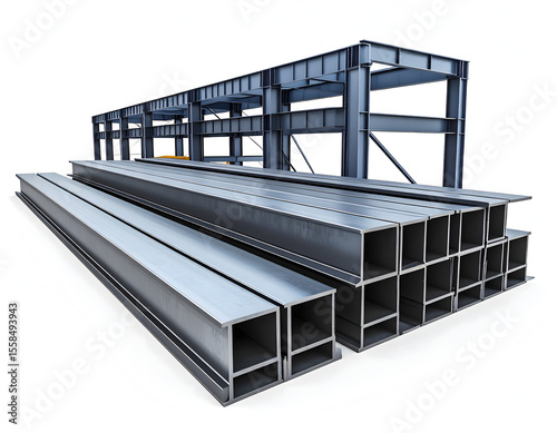 02.9.064.Firefly_Steel Beam Construction Scene- A massive facility producing structural steel beams. R 298500