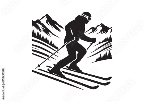 Skier Silhouette Vector illustration