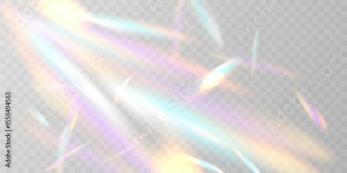 Light effect and zigzag ribbon falling from above on a beam of light, tinsel vector