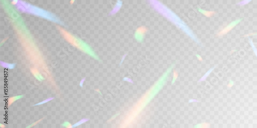Light effect and zigzag ribbon falling from above on a beam of light, tinsel vector