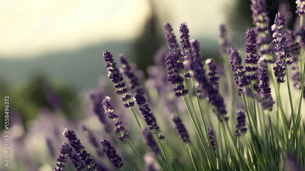 Naklejka premium Realistic stock photo of 'green environment' scene using lavenders tones, conveying a exciting mood, tailored for Ad agencies.