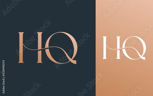 Initial letter HQ QH logo design vector illustration for couple, wedding, and business