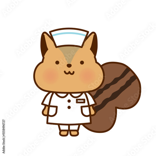 かわいいナースリスのイラスト	

