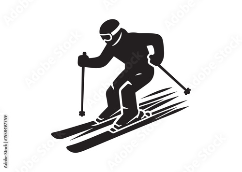 Skier Silhouette Vector illustration