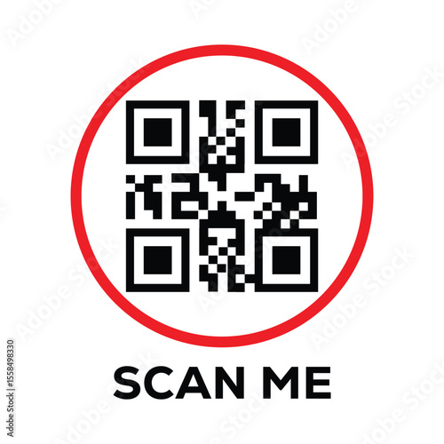 Scan QR code icon. Digital scanning qr code. QR code scan for smartphone. Scan Here text on top of the qr code