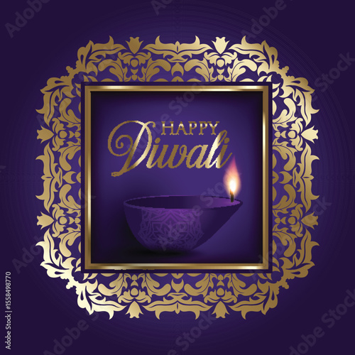 Gold and purple Diwali background
