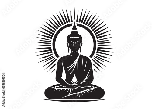 budha logo silhouette vecor, budha logo logo icon silhouette, happy buddha purnima, silhouette of a buddha with lotus vector, sitting buddha silhouette logo vector on a white background.