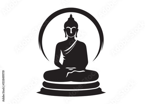 budha logo silhouette vecor, budha logo logo icon silhouette, happy buddha purnima, silhouette of a buddha with lotus vector, sitting buddha silhouette logo vector on a white background.