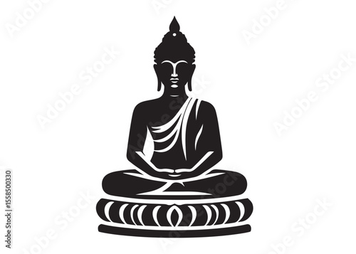 budha logo silhouette vecor, budha logo logo icon silhouette, happy buddha purnima, silhouette of a buddha with lotus vector, sitting buddha silhouette logo vector on a white background.