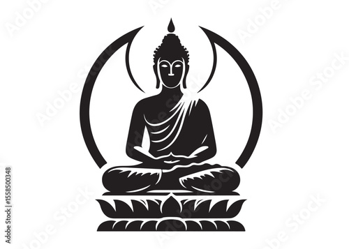 budha logo silhouette vecor, budha logo logo icon silhouette, happy buddha purnima, silhouette of a buddha with lotus vector, sitting buddha silhouette logo vector on a white background.