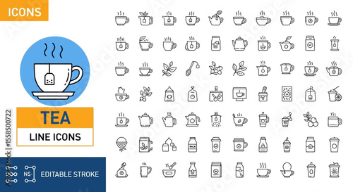 Elegant Tea Time A Collection of Line Icons for Beverage and Relaxation Related Designs
