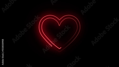 Glowing Heartbeat Love Icon Animation. Neon Pulse Symbol, Romantic Heart Motion, and Looping Valentine Design for UI or Health Themes. 4k motion video.