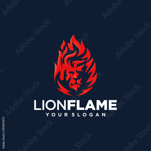Lion flame fire logo design vector illustration Free Vector and Free SVG