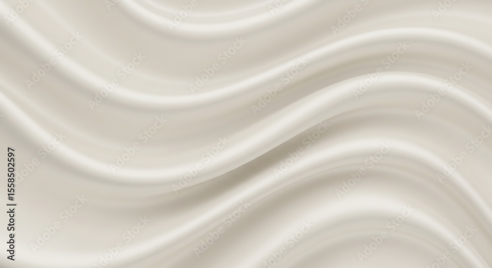 Obraz premium 滑らかで優しいオフホワイトのシルク生地、柔らかな光で波打つ優雅なドレープ