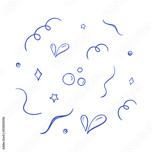 Hand drawn set elements for design. Doodle illustration on white background. Vector set of different doodles