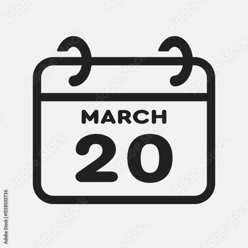 Icon page calendar day - 20 March