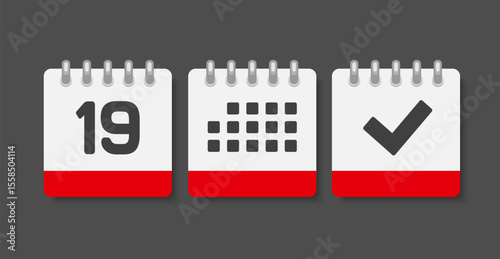 Vector icon page calendar - 19 day, agenda, done