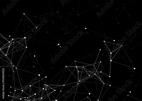 abstract low poly plexus design in black and white 0609