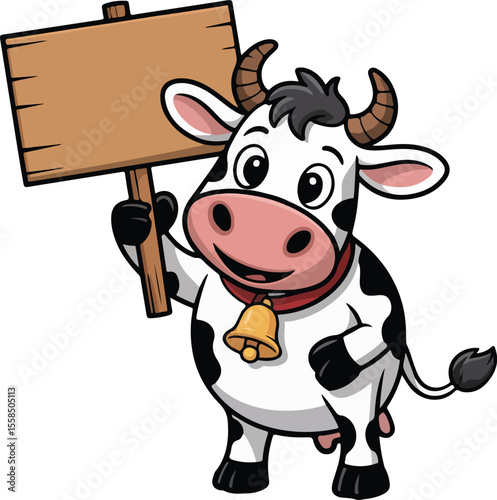 Cow Holding Sign transparent isolated vector 