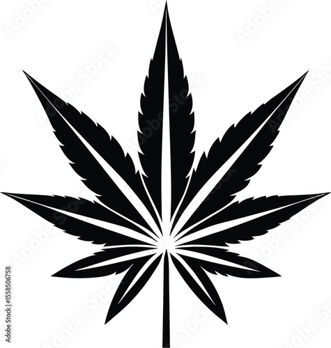 Cannabis leaf, marijuana silhouette, hemp icon







