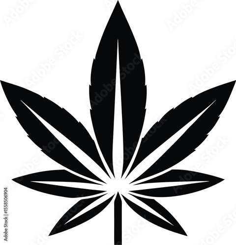 Cannabis leaf, marijuana silhouette, hemp icon






