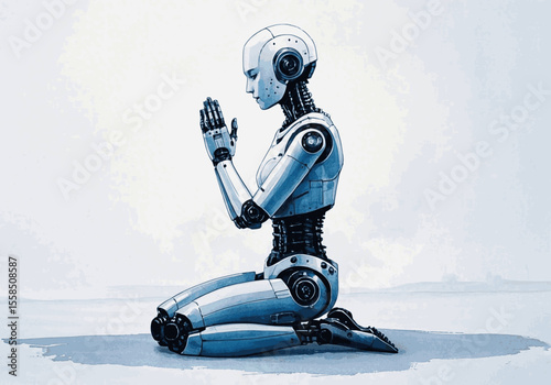 Wet Welcomes: Automaton Hello robot isolated watercolor vector illustration svg