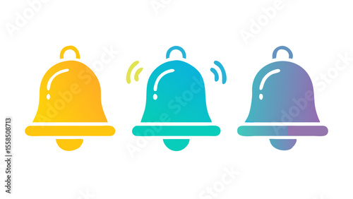 Colorful Notification Bell Icons Alert, Reminder, and Attention Symbols