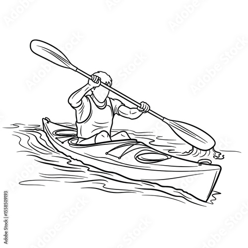 Person kayaking on water with paddle boat