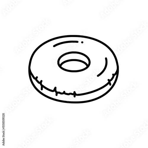 Sweet Circle: An illustration of a classic, ring-shaped treat. A simple line art portrayal that evokes a sense of joy and the pleasures of everyday life.