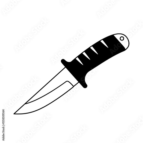Blade of Precision: A minimalist graphic showcases a meticulously crafted hunting knife, its sharp blade glinting with potential. The artwork focuses on the knife's form and utility.