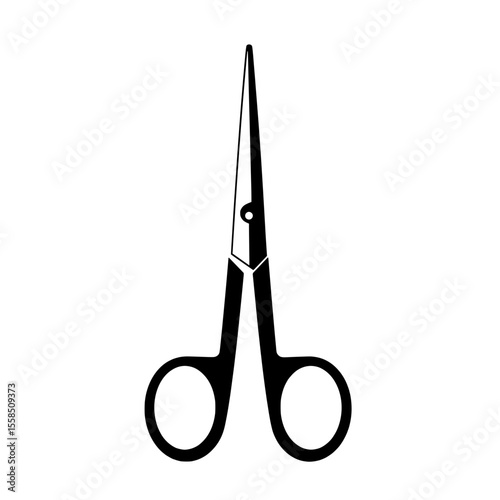 Sharp Precision: A minimalist silhouette of a pair of sleek scissors against a clean backdrop, exuding precision and the art of cutting.