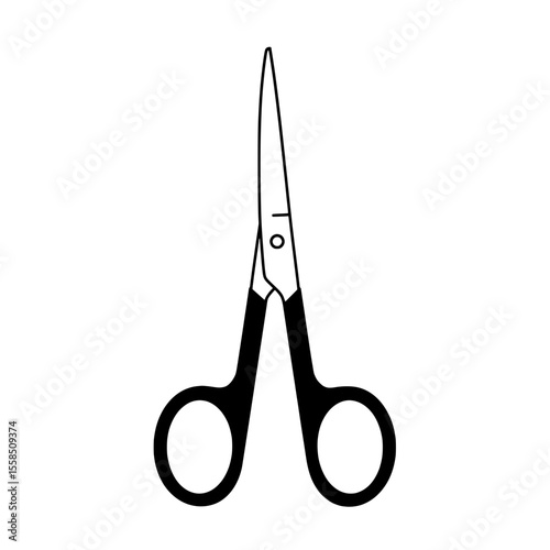 Sleek Scissors: Clean, minimalist illustration of a pair of scissors. Emphasizing precision and the art of cutting.
