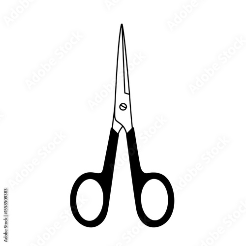Precision Edge: A minimalist illustration of elegant scissors with sharp blades and ergonomic handles, ready for a multitude of cutting tasks, capturing the essence of simplicity and functionality.