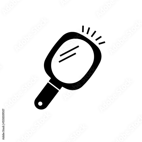 Mirror Reflection Icon: A striking and minimalist illustration of a hand mirror, its reflective surface subtly hinting at the concept of reflection and beauty.