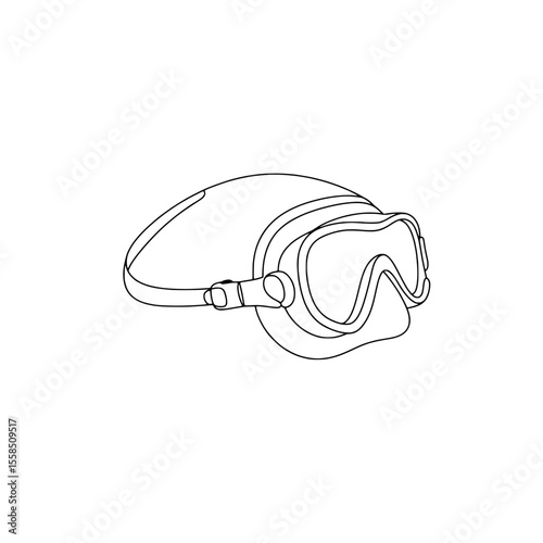 Dive Mask: A detailed illustration showcasing a sleek dive mask, a crucial tool for underwater exploration. Its design allows for clear vision beneath the surface.
