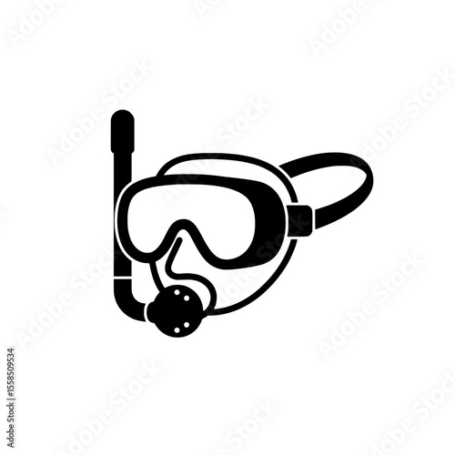 Snorkel and Mask: An iconic black and white illustration of a snorkeling mask and snorkel, ready for underwater exploration and adventure.