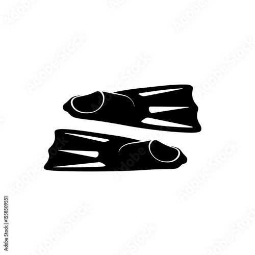 Dive into Exploration: A sleek silhouette of a pair of fins, poised and ready for underwater discovery and aquatic adventure. 