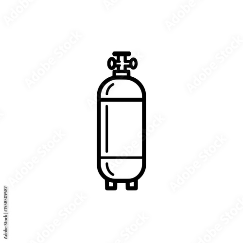 Compressed Gas Cylinder Icon: A simplified illustration of a compressed gas cylinder, designed for industrial applications, depicting safety and containment.